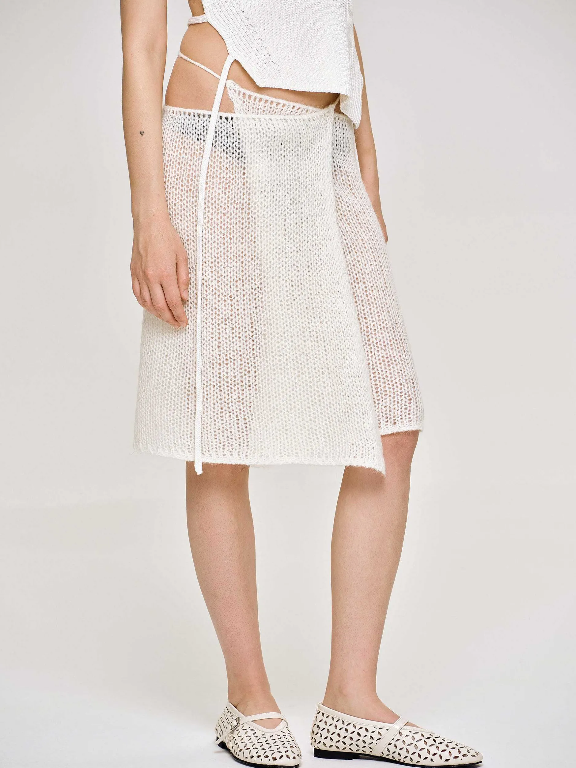 Frauen Source Unknown Kleidung<Halbtransparenter Strickrock, Birke