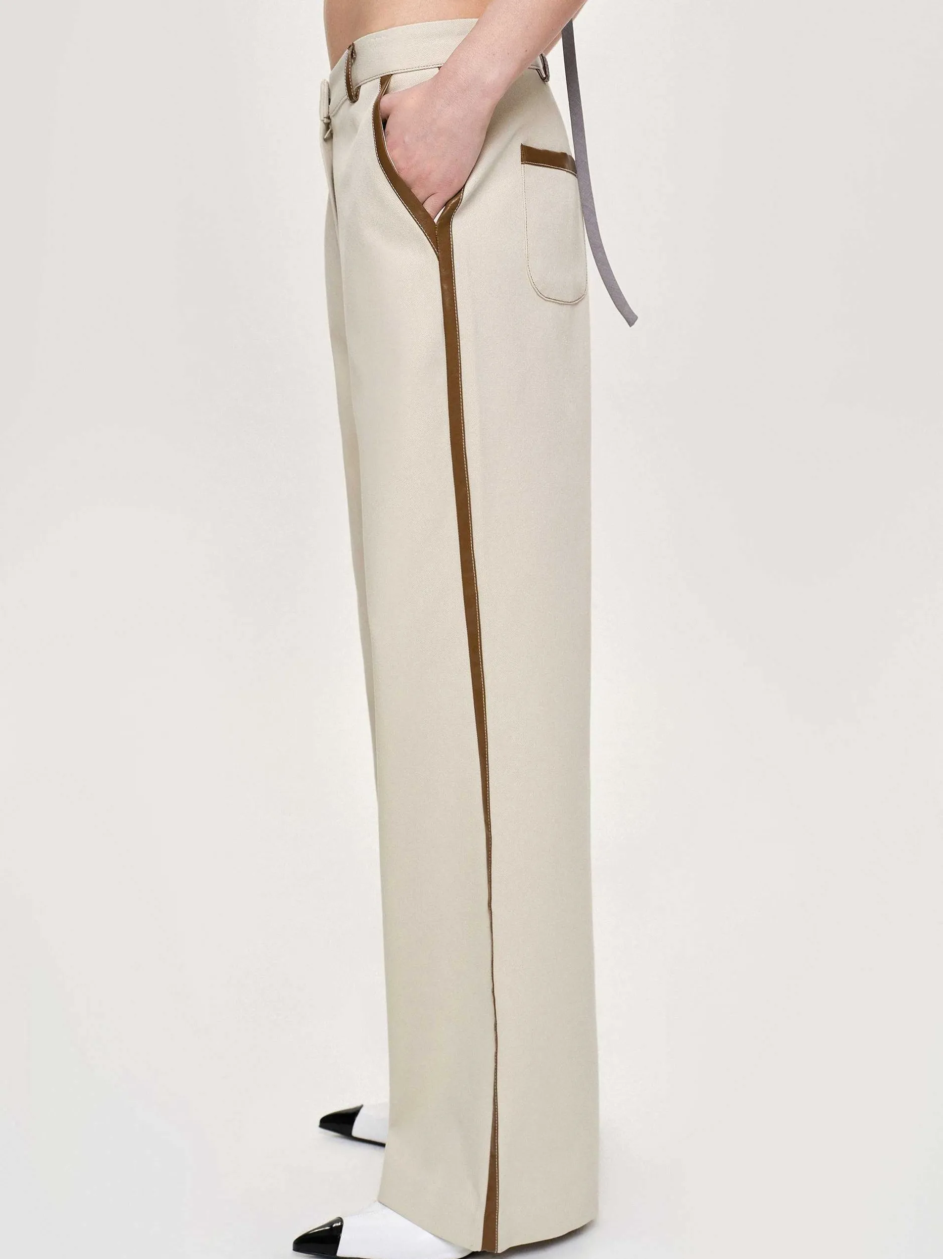 Frauen Source Unknown Kleidung<Hose Mit Lederbesatz, Canvas