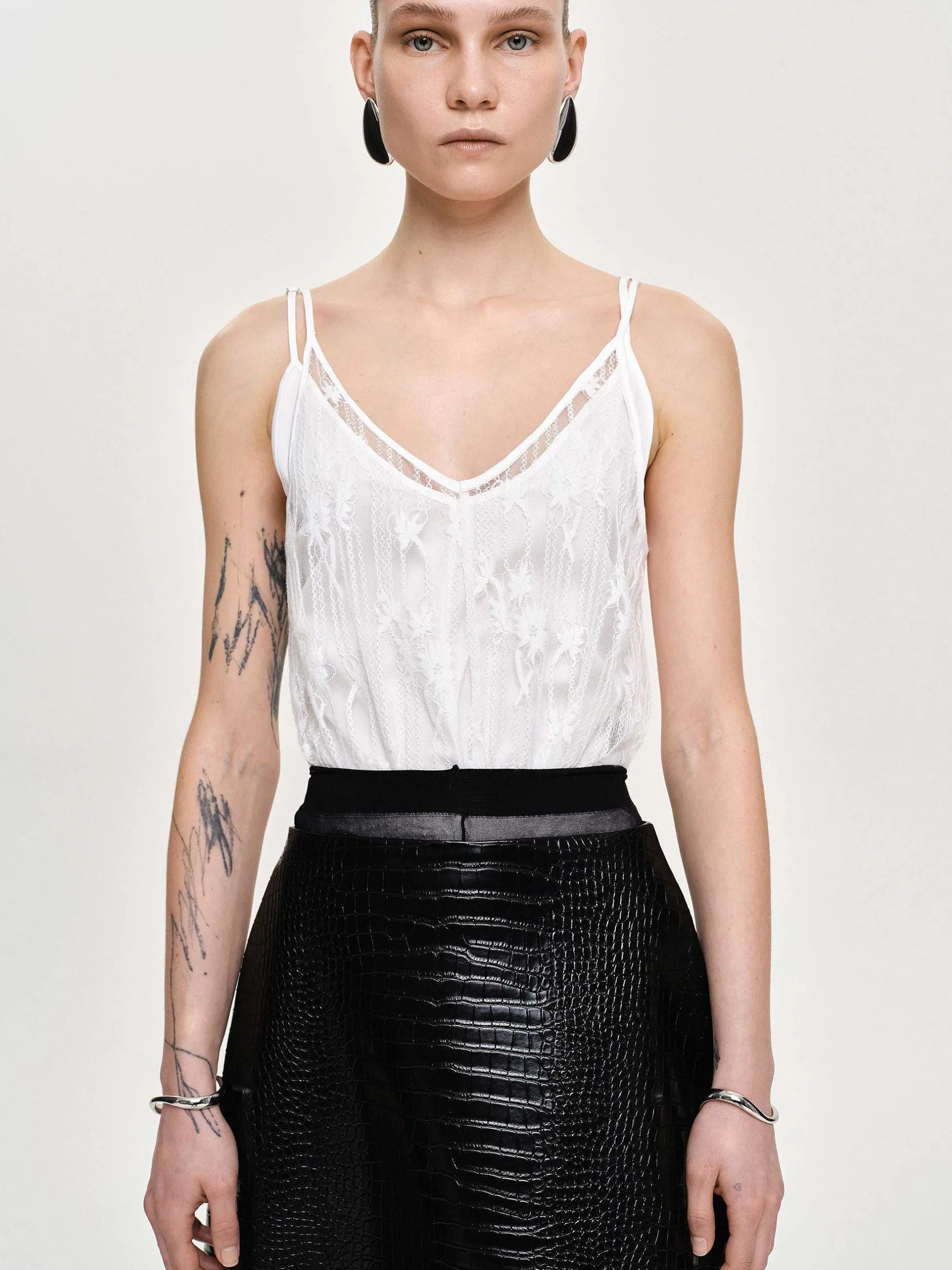 Frauen Source Unknown Oberteile<Intersia Blumen-Tanktop, Weis