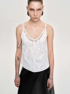 Frauen Source Unknown Kleidung<Intersia Blumen-Tanktop, Weis