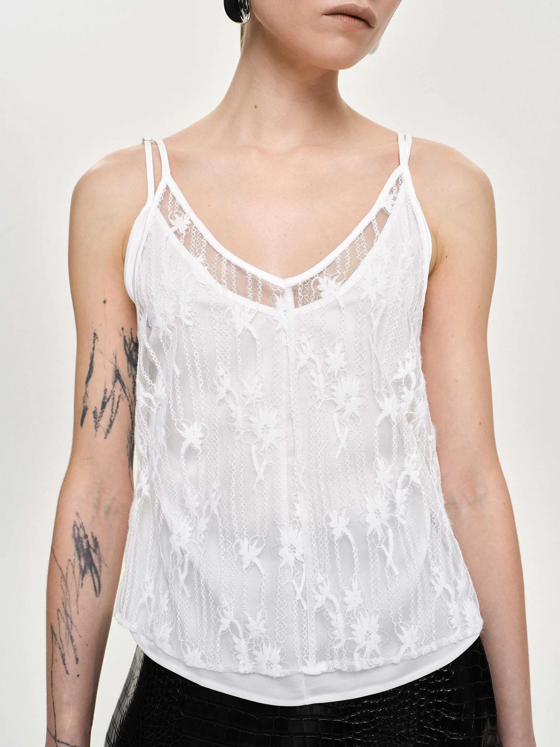 Frauen Source Unknown Kleidung<Intersia Blumen-Tanktop, Weis