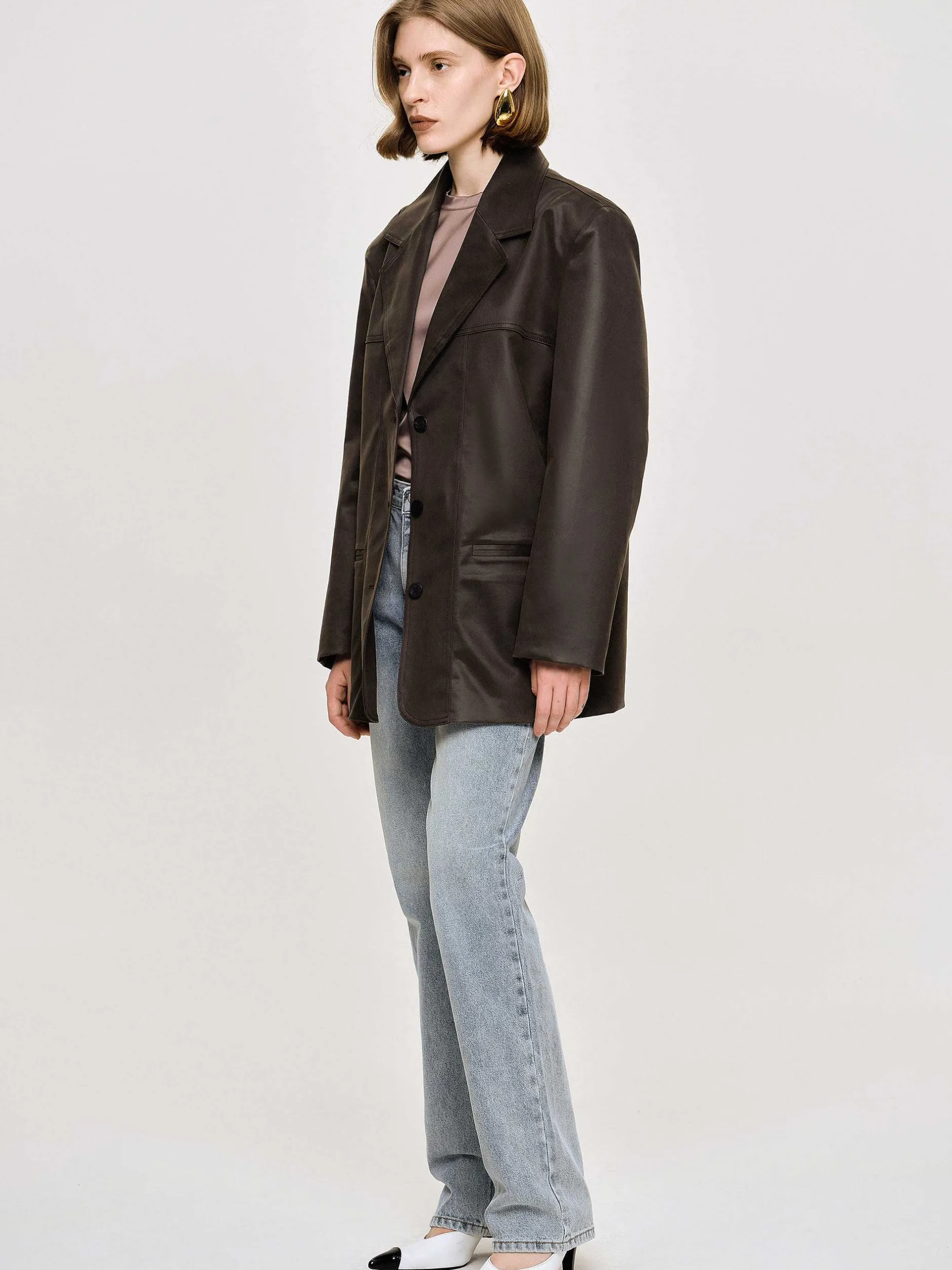 Frauen Source Unknown Oberbekleidung<Jacke Aus Gewaschenem Kunstleder, American Bronze