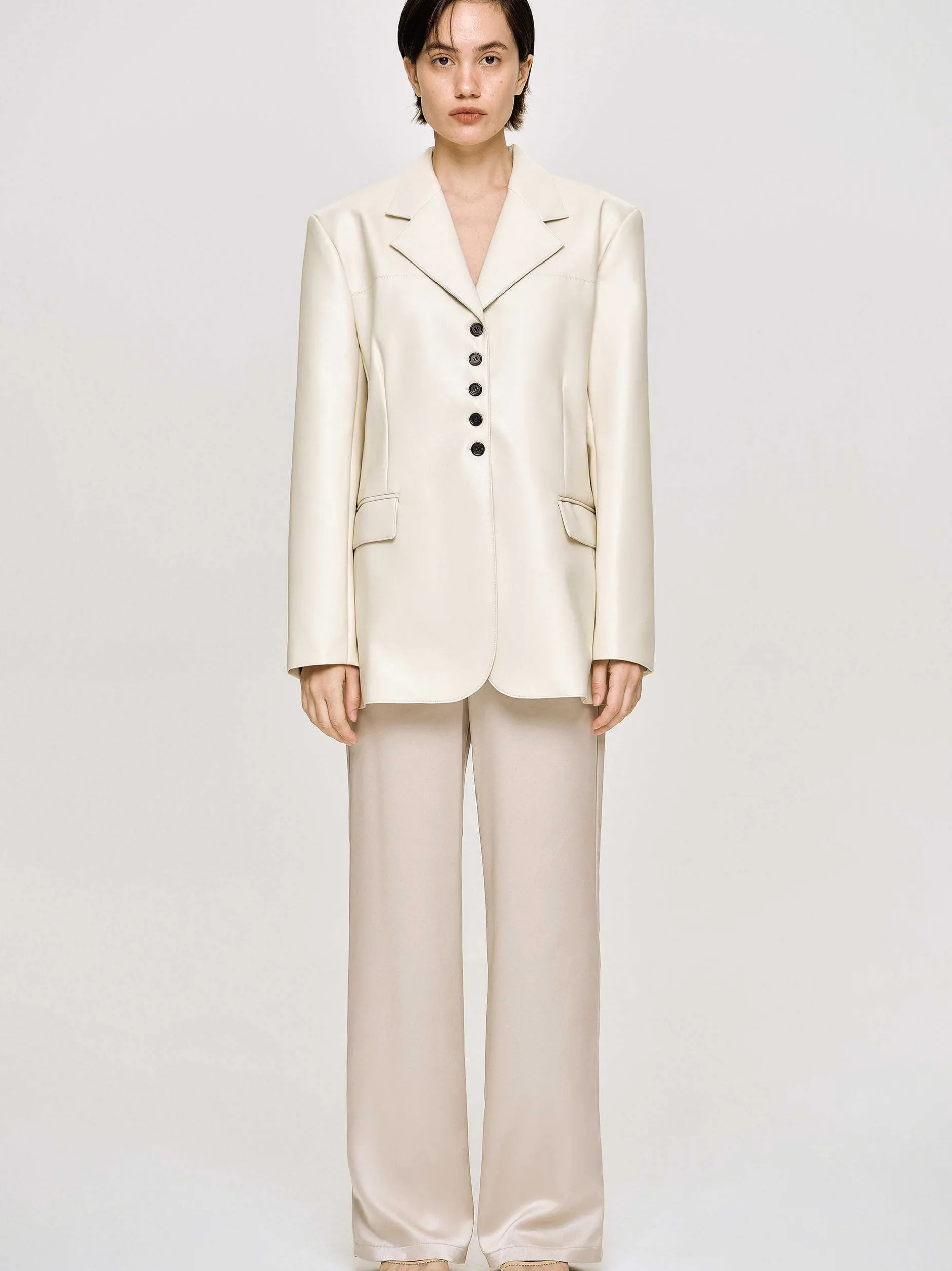 Frauen Source Unknown Oberbekleidung<Jacke Mit Knopfen Aus Kunstleder, Warmes Beige
