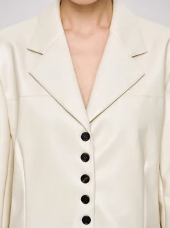 Frauen Source Unknown Oberbekleidung<Jacke Mit Knopfen Aus Kunstleder, Warmes Beige