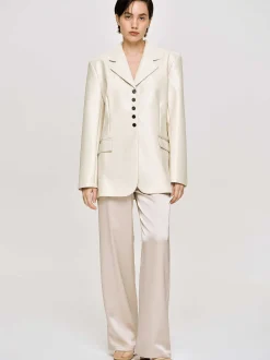 Frauen Source Unknown Kleidung<Jacke Mit Knopfen Aus Kunstleder, Warmes Beige