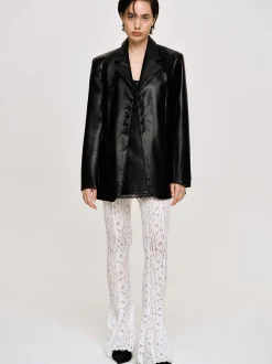 Frauen Source Unknown Oberbekleidung<Jacke Mit Knopfen Aus Kunstleder, Schwarz
