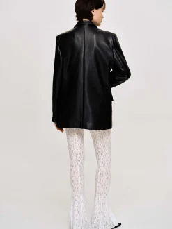 Frauen Source Unknown Oberbekleidung<Jacke Mit Knopfen Aus Kunstleder, Schwarz