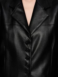 Frauen Source Unknown Oberbekleidung<Jacke Mit Knopfen Aus Kunstleder, Schwarz