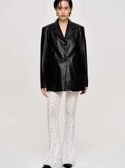 Frauen Source Unknown Kleidung<Jacke Mit Knopfen Aus Kunstleder, Schwarz