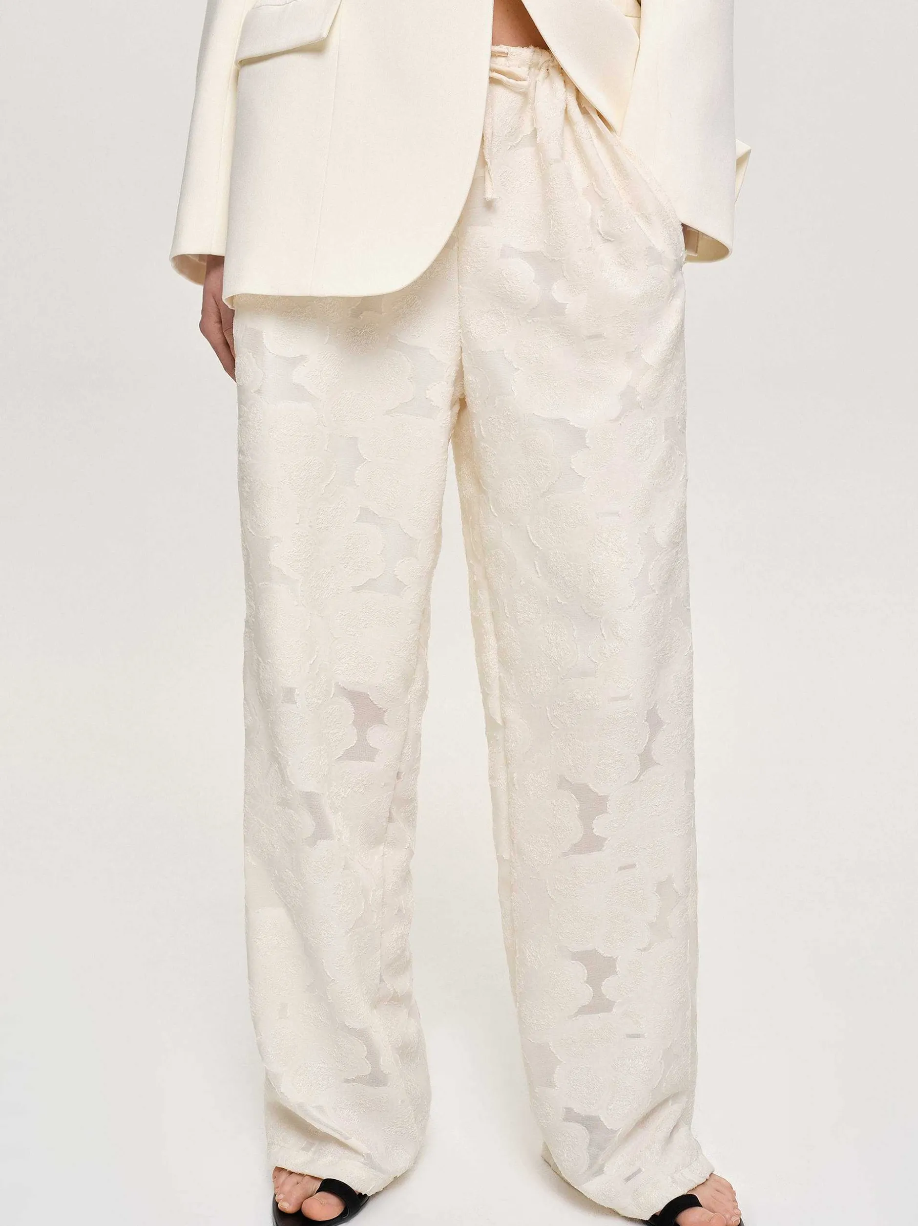 Frauen Source Unknown Unterteile<Jacquardhose Mit Kordelzug, Elfenbein