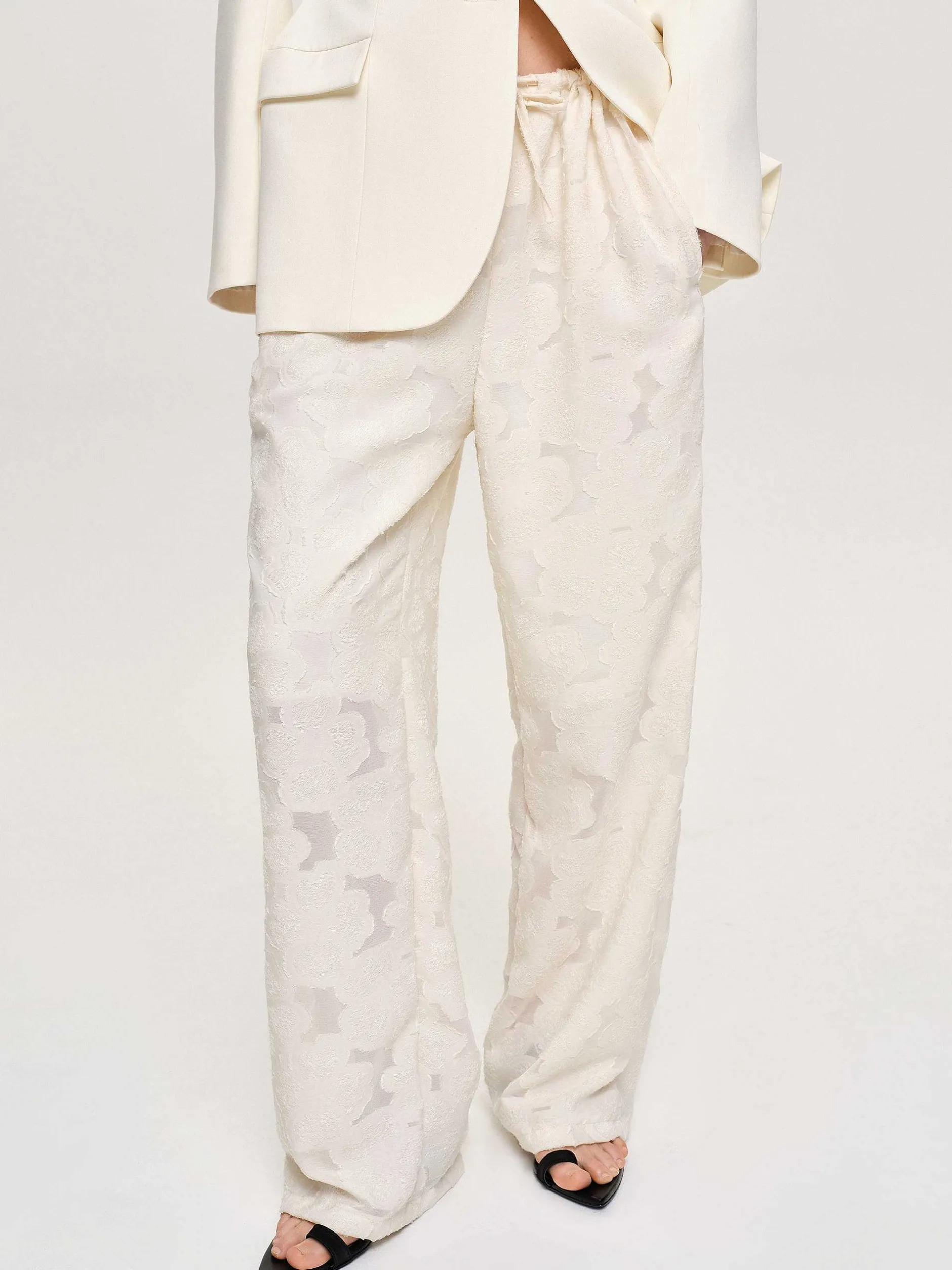 Frauen Source Unknown Unterteile<Jacquardhose Mit Kordelzug, Elfenbein