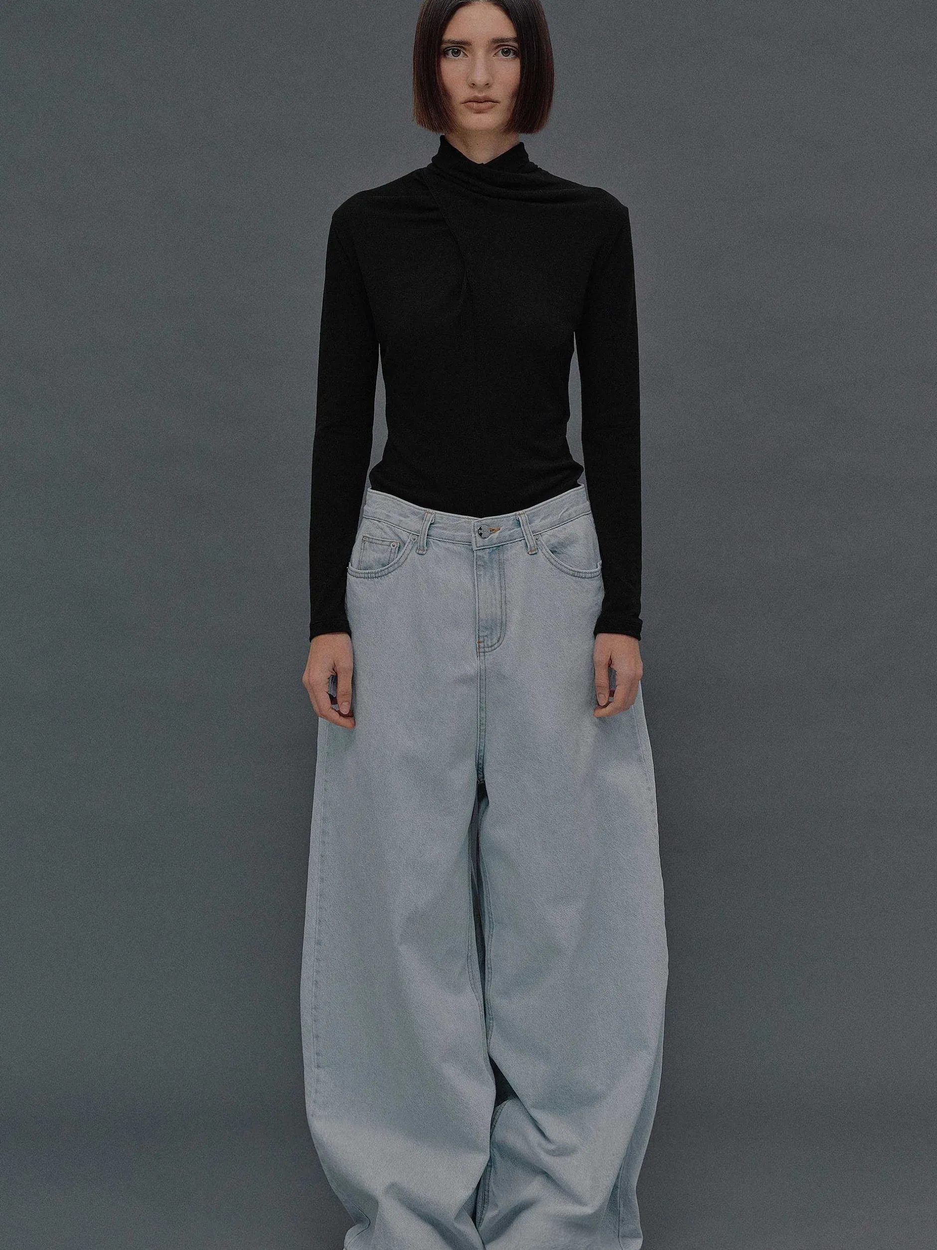 Frauen Source Unknown Kleidung<Jeans In Ubergrose, Hellblaue Waschung