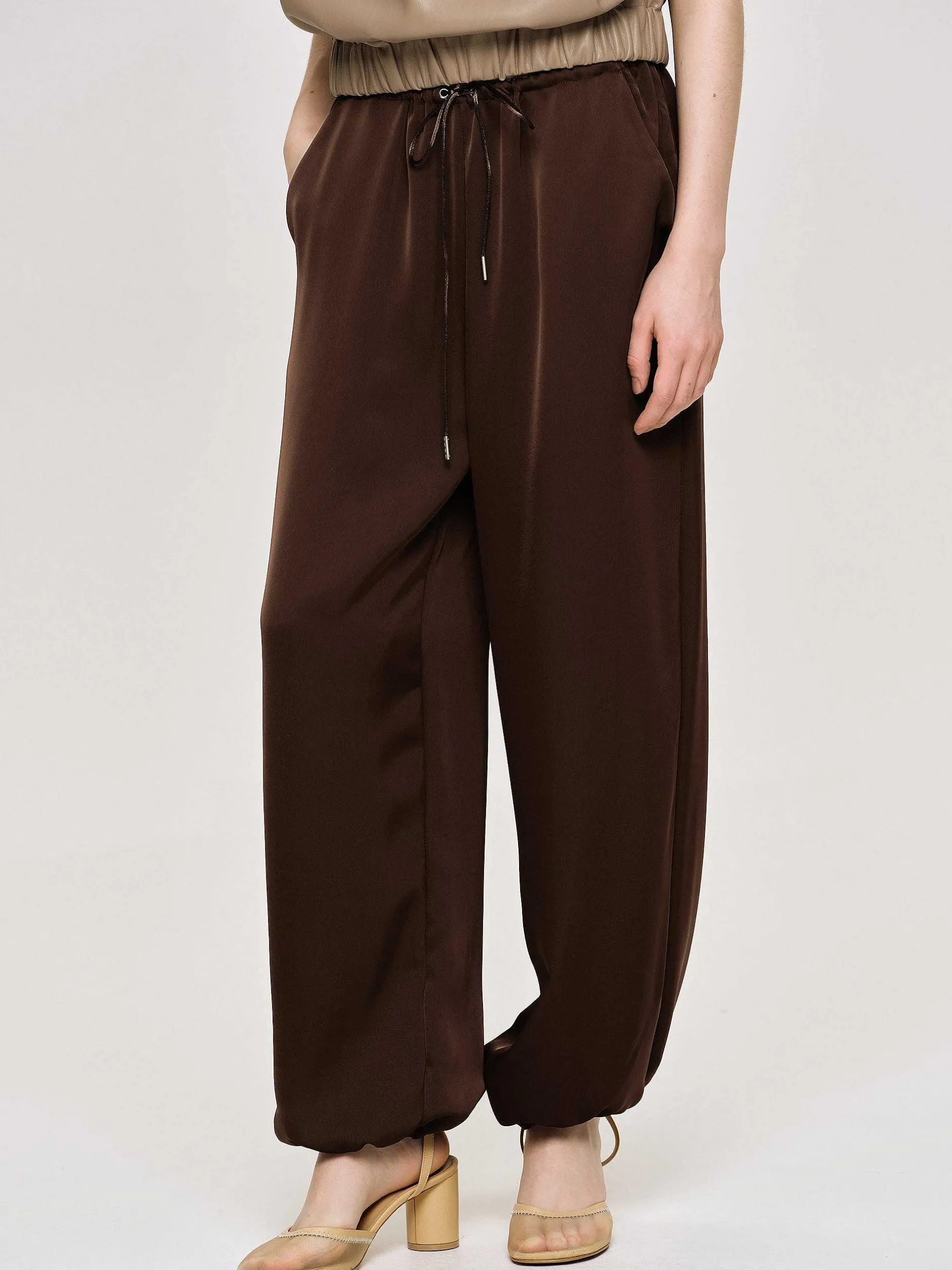 Frauen Source Unknown Kleidung<Jogginghose Aus Satin, Merlotrot