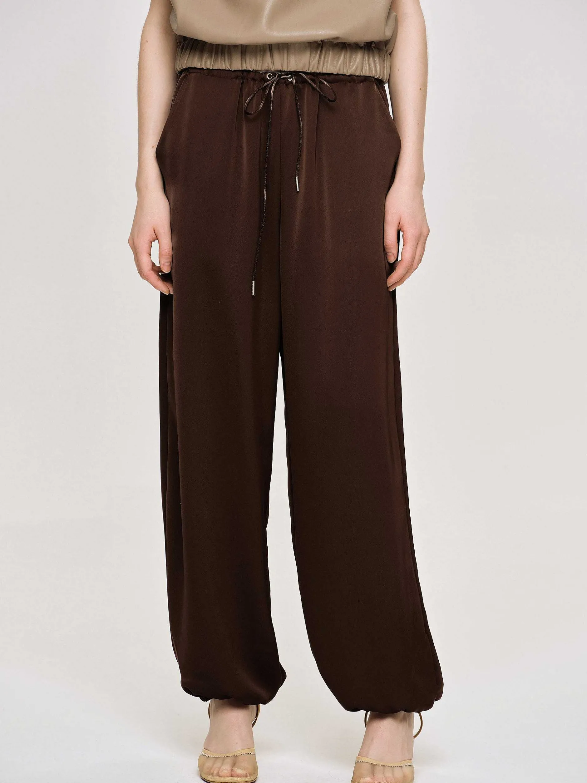 Frauen Source Unknown Kleidung<Jogginghose Aus Satin, Merlotrot