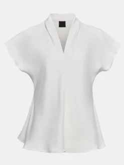 Frauen Source Unknown Kleidung<Kreppbluse Mit V-Ausschnitt, Weis