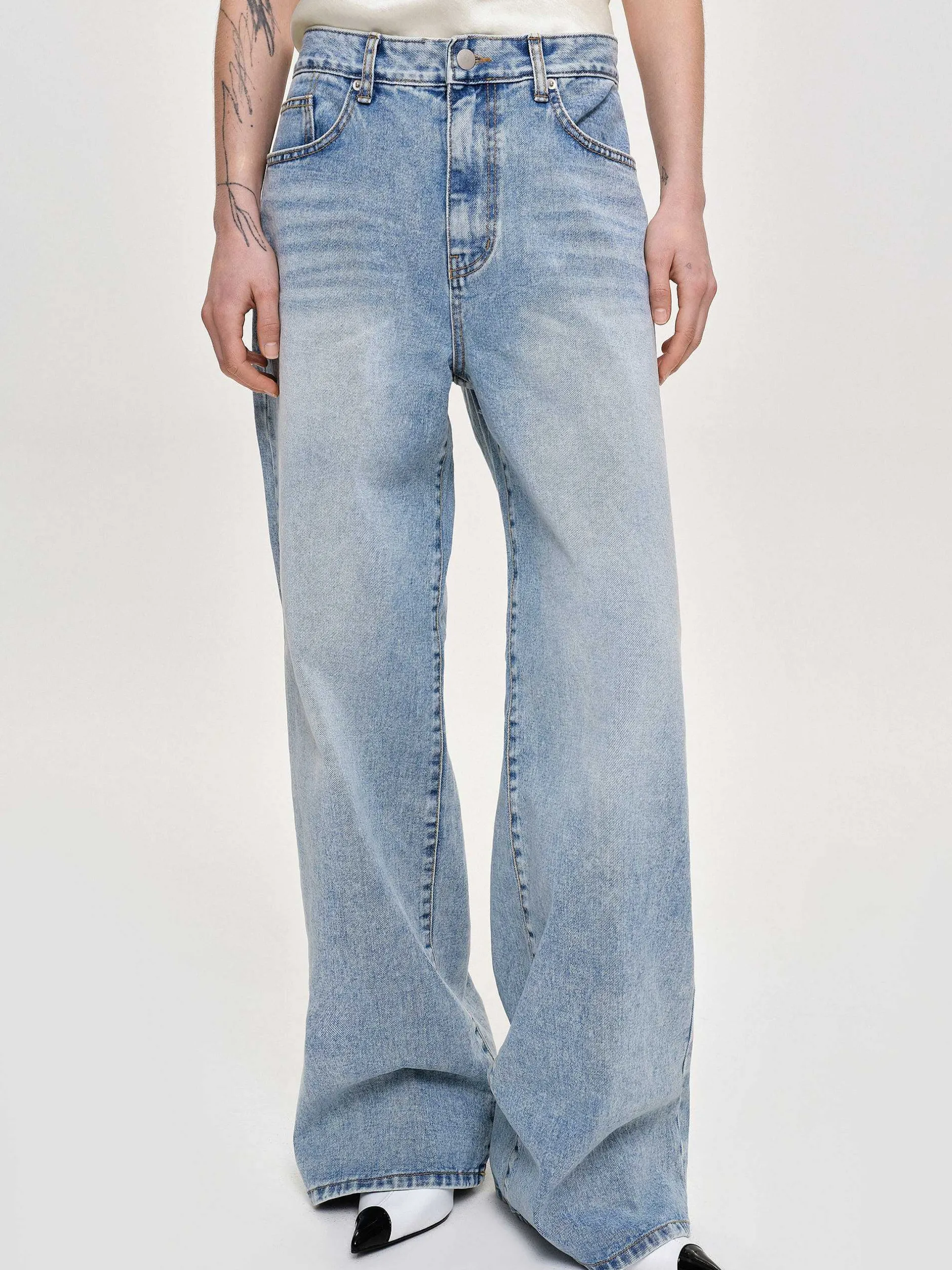 Frauen Source Unknown Denim<Lange Jeans Mit Geradem Bein, Helles Vintage-Blau