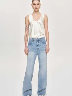 Frauen Source Unknown Kleidung<Lange Jeans Mit Geradem Bein, Helles Vintage-Blau