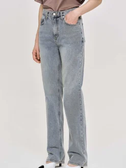 Frauen Source Unknown Denim<Lange Jeans Mit Hohem Bund, Aschblau