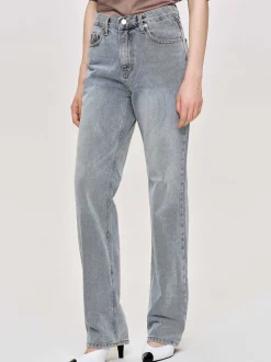 Frauen Source Unknown Denim<Lange Jeans Mit Hohem Bund, Aschblau