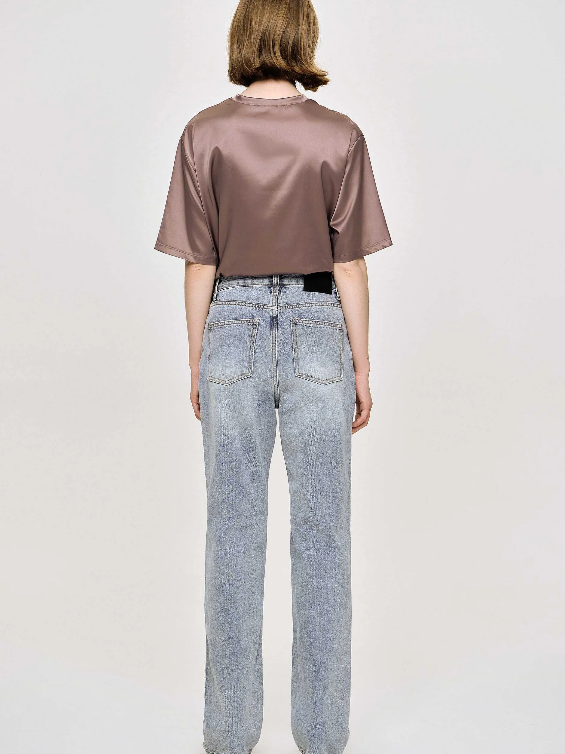 Frauen Source Unknown Denim<Lange Jeans Mit Hohem Bund, Aschblau