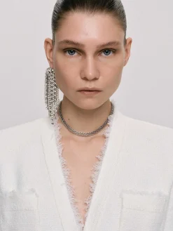 Frauen Source Unknown Zubehör<Lange Strass Ohrringe, Silber