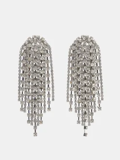 Frauen Source Unknown Zubehör<Lange Strass Ohrringe, Silber