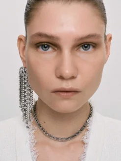 Frauen Source Unknown Kleidung<Lange Strass Ohrringe, Silber