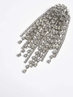 Frauen Source Unknown Kleidung<Lange Strass Ohrringe, Silber