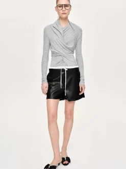 Frauen Source Unknown Unterteile<Layered-Shorts Aus Kunstleder, Schwarz