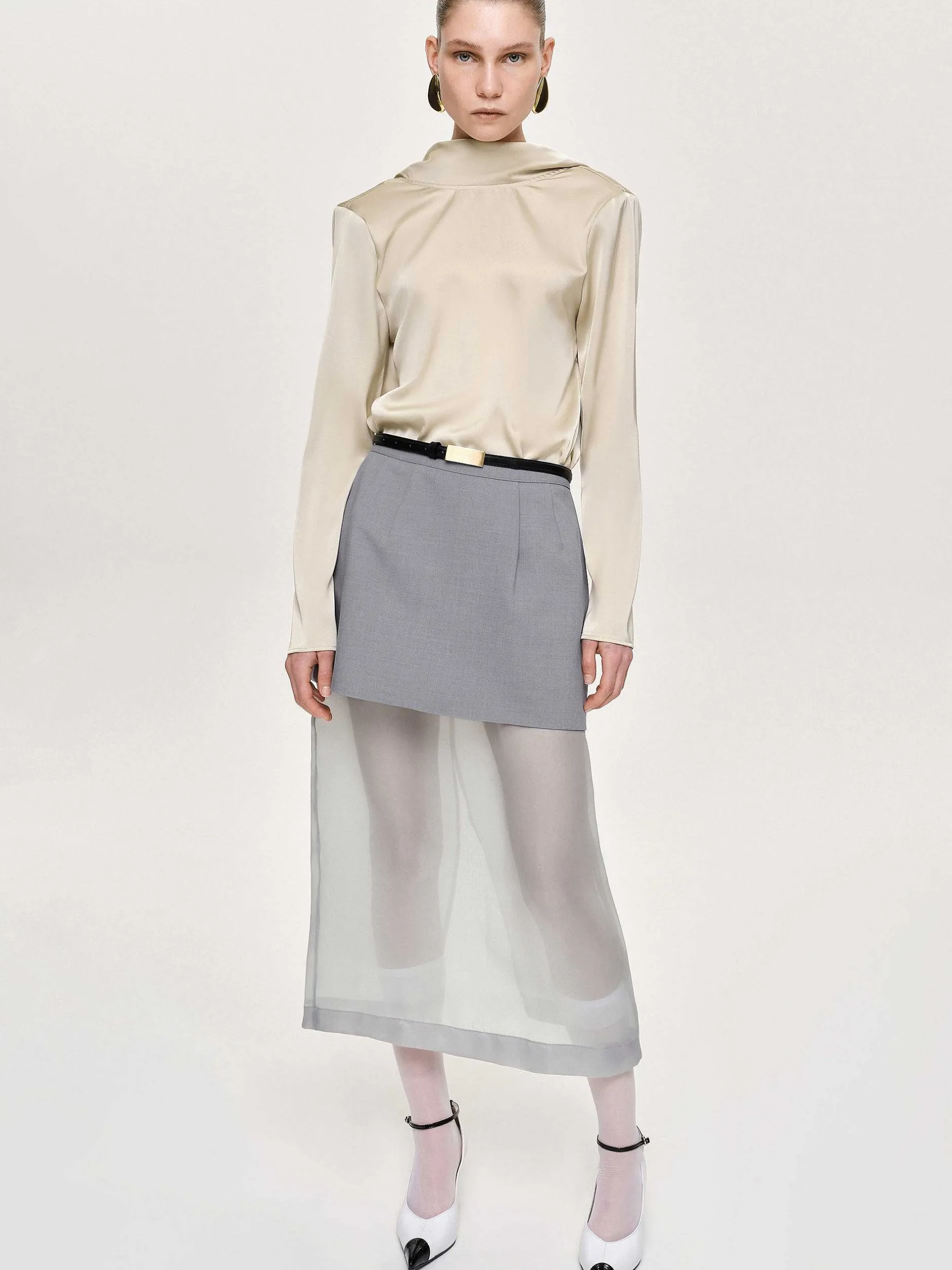 Frauen Source Unknown Kleidung<Leiva Bluse Mit Wasserfallausschnitt, Pergament