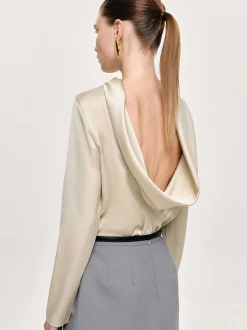 Frauen Source Unknown Kleidung<Leiva Bluse Mit Wasserfallausschnitt, Pergament