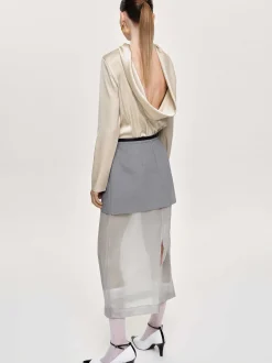 Frauen Source Unknown Kleidung<Leiva Bluse Mit Wasserfallausschnitt, Pergament