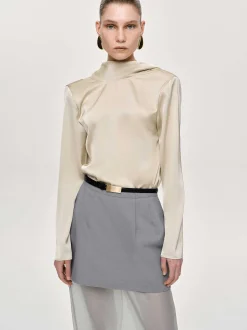 Frauen Source Unknown Kleidung<Leiva Bluse Mit Wasserfallausschnitt, Pergament