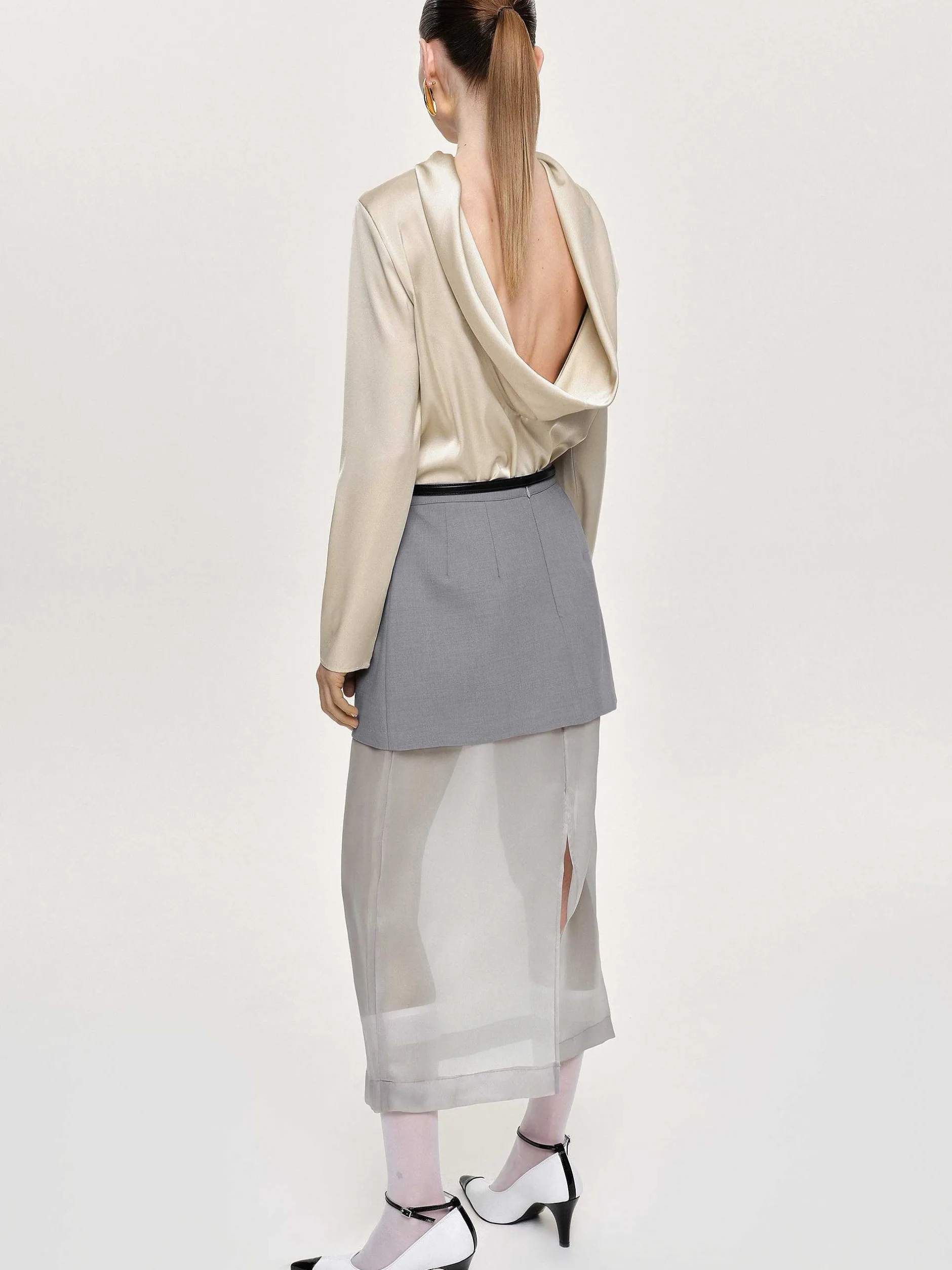 Frauen Source Unknown Oberteile<Leiva Bluse Mit Wasserfallausschnitt, Pergament
