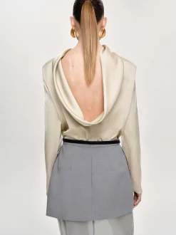 Frauen Source Unknown Oberteile<Leiva Bluse Mit Wasserfallausschnitt, Pergament