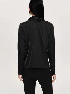 Frauen Source Unknown Oberteile<Leiva Bluse Mit Wasserfallausschnitt, Schwarz