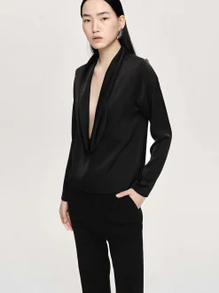 Frauen Source Unknown Kleidung<Leiva Bluse Mit Wasserfallausschnitt, Schwarz