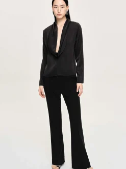 Frauen Source Unknown Kleidung<Leiva Bluse Mit Wasserfallausschnitt, Schwarz