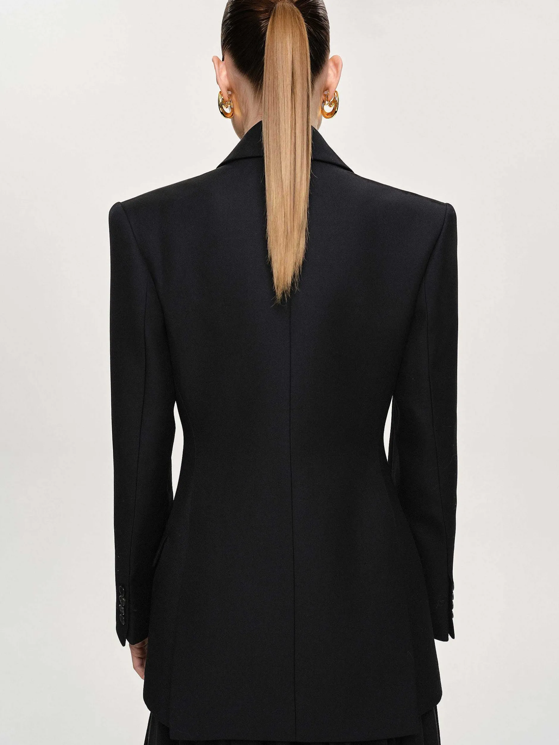Frauen Source Unknown Oberbekleidung<Leonara Zweireihiger Cinch-Blazer, Schwarz