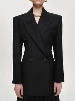 Frauen Source Unknown Oberbekleidung<Leonara Zweireihiger Cinch-Blazer, Schwarz