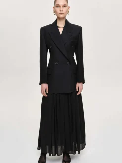 Frauen Source Unknown Oberbekleidung<Leonara Zweireihiger Cinch-Blazer, Schwarz