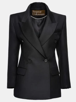 Frauen Source Unknown Oberbekleidung<Leonara Zweireihiger Cinch-Blazer, Schwarz