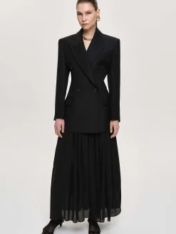 Frauen Source Unknown Kleidung<Leonara Zweireihiger Cinch-Blazer, Schwarz