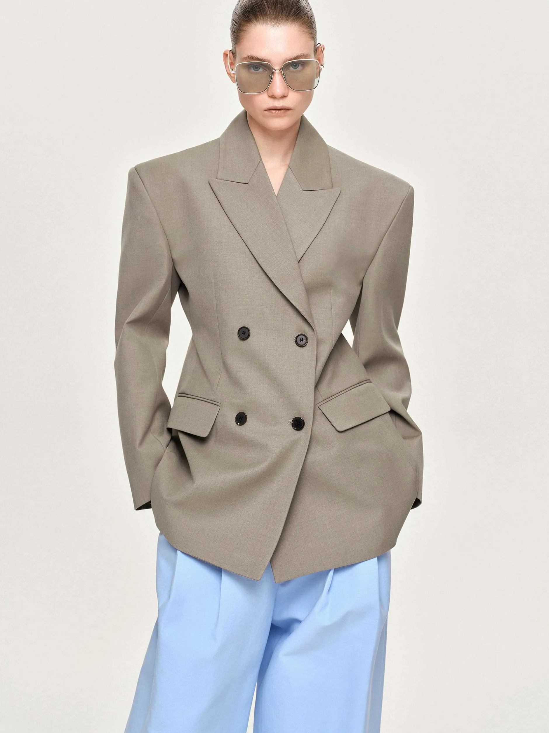 Frauen Source Unknown Kleidung<Messi Zweireiher-Blazer, Dune