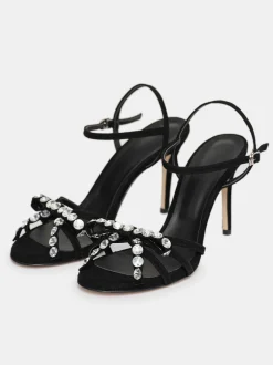 Frauen Source Unknown Schuhe & Taschen<Micol Offene Zehensandalen Mit Juwelenabsatz, Schwarz