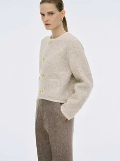Frauen Source Unknown Strickwaren<Mogador Strickjacke Aus Schurwolle, Beige Melange