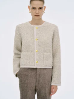 Frauen Source Unknown Kleidung<Mogador Strickjacke Aus Schurwolle, Beige Melange