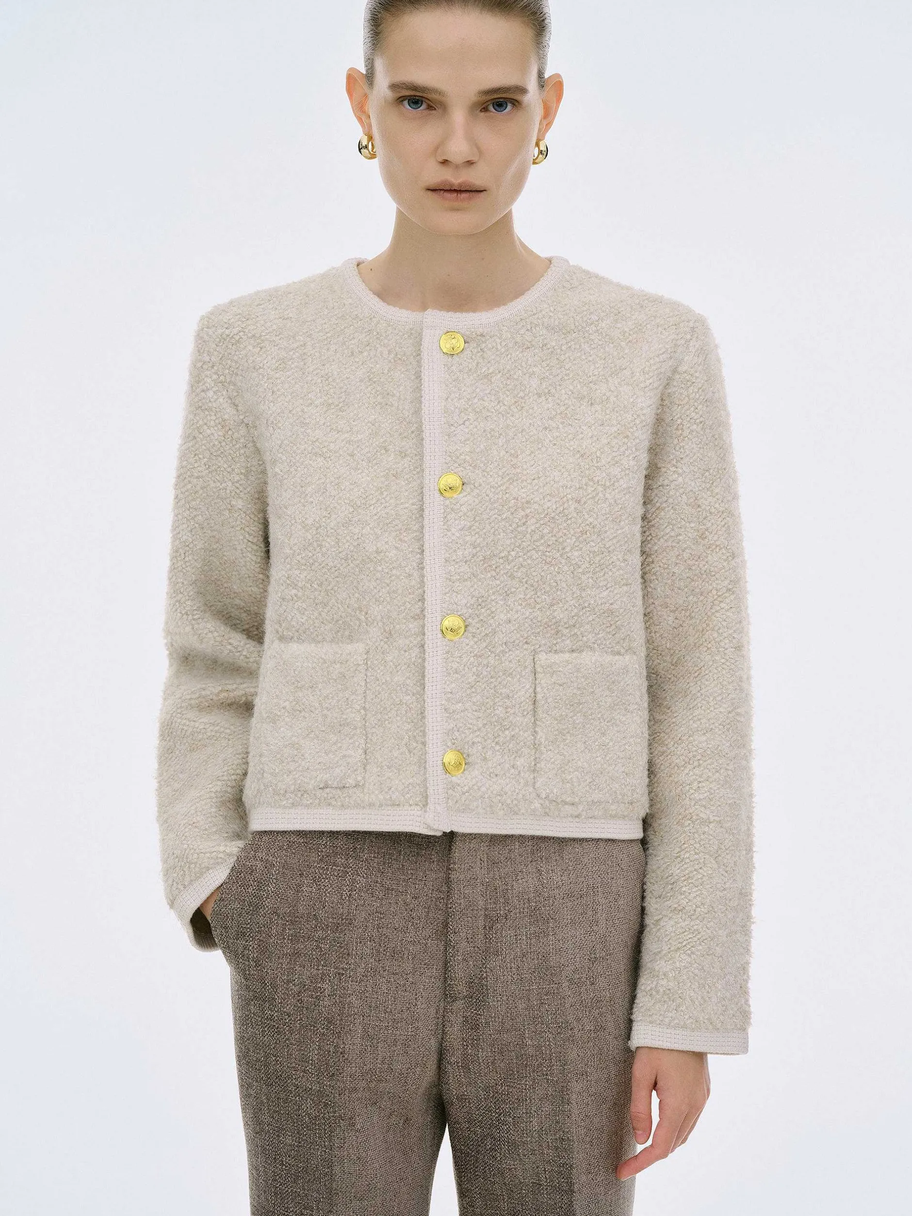 Frauen Source Unknown Kleidung<Mogador Strickjacke Aus Schurwolle, Beige Melange