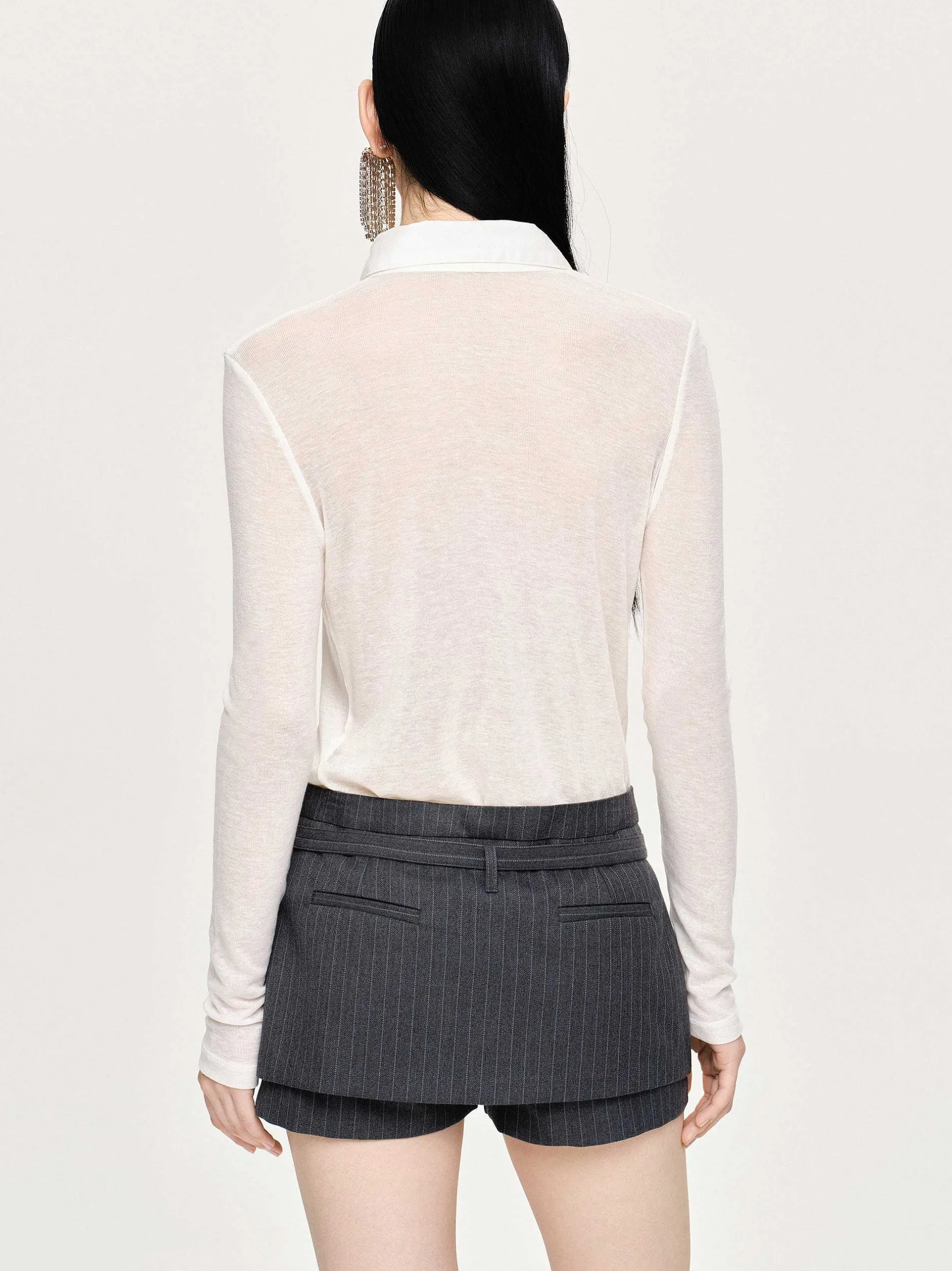 Frauen Source Unknown Kleidung<Oberteil Mit Halbtransparentem Kragen Pietro, Weis