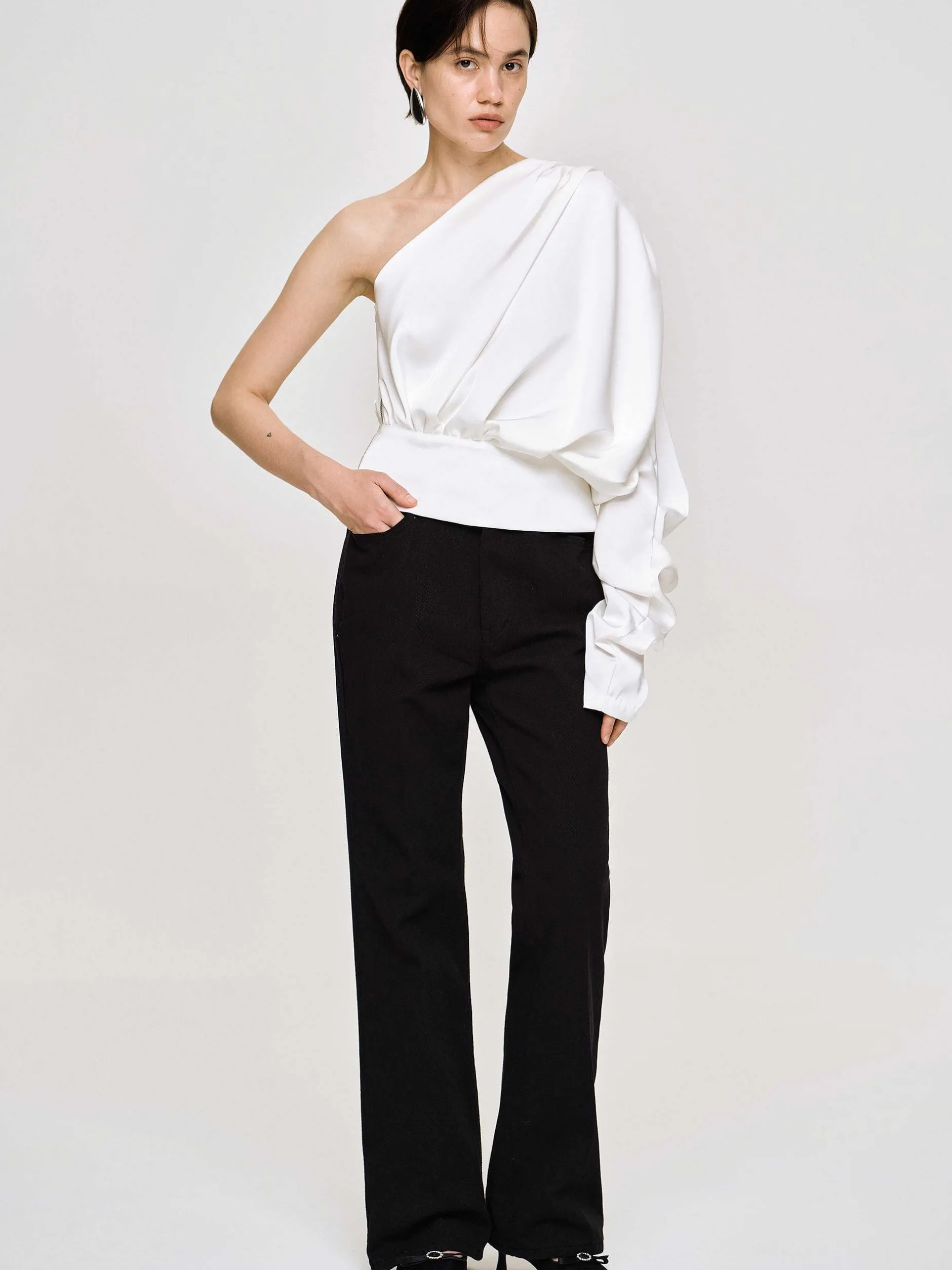 Frauen Source Unknown Oberteile<One-Shoulder-Bluse, Weis